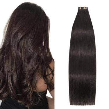 Imagem de Extensões de cabelo Aison Tape em cabelo humano castanho escuro 45cm
