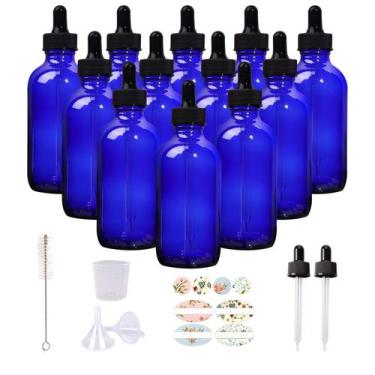 Imagem de Garrafas de vidro HWASHIN 120mL azul cobalto com acessórios, pacote co