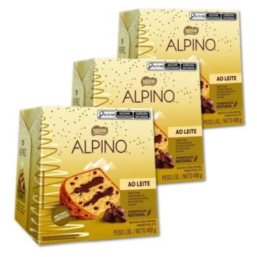 Imagem de Panettone Alpino Chocolate Kit 3 Chocotones Nestlé 450g