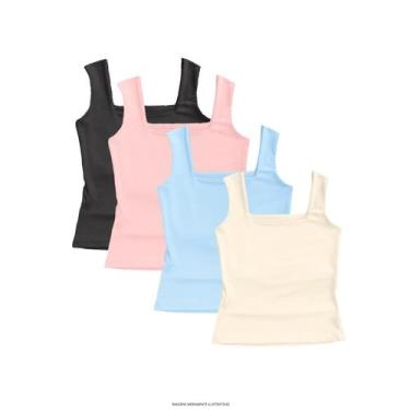 Imagem de Kit 4 Regata Lisa Feminina Elegante Suplex Verão - Blitz Feminina, Pre