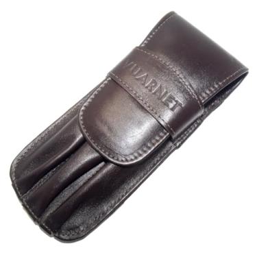 Imagem de Estojo p/Caneta Vuarnet-Couro Legítimo p/3 Peças Marrom Escuro