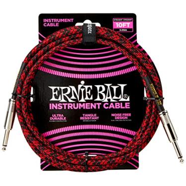 Imagem de Ernie Ball Braided Instrument Cable, Straight Straight, 10ft, Red/Black