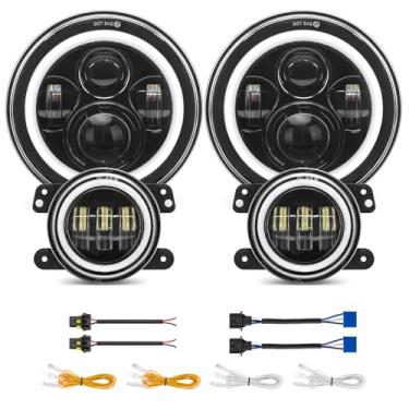 Imagem de SUPAREE Farol de LED de 17 cm e farol de neblina de 10 cm DRL e feixe de alta/baixa adequado para Jeep Wrangler JK LJ TJ CJ Sahara Sport Rubicon H1 H2 1997-2018