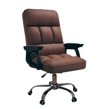 Imagem de Cadeira de escritório PU couro macio cadeira de mesa com apoios de braços giratórios altura ajustável cadeira de escritório acolchoada ajustável (marrom)