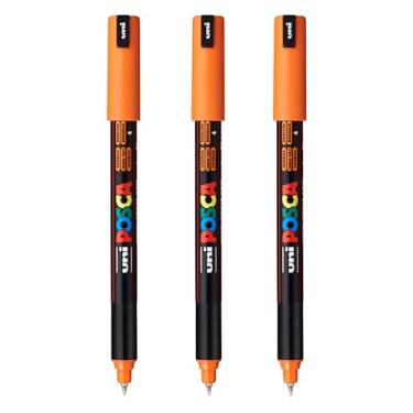 Imagem de posca Marcadores de tinta à base de água PC-1MR, ponta extrafina (0,7 mm), laranja, 3 unidades