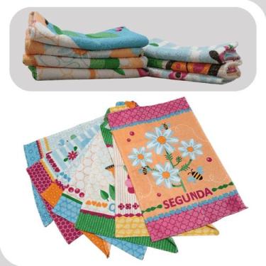 Imagem de Pano de Prato Copa Semaninha Estampado Flor 40x60cm Kit 7 Peças Lepper