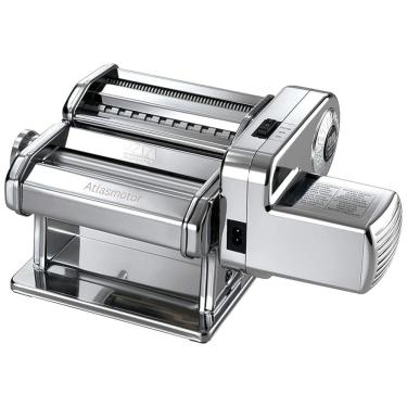 Imagem de Máquina de Macarrão Elétrica MARCATO Atlasmotor 110V, Aço Cromado. Conjunto inclui Atlas 150, manivela, braçadeira, motor Pastadrive