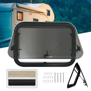 Imagem de Janela de caravana, janela de caravana, janela de extrapolação de RV com persiana de rolo integrada e tela de mosca, a extrapolação pode abrir vários ângulos, 600 x 450 mm