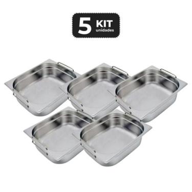 Imagem de Kit 5 cuba com alca inox 1/2 gn 150 para buffet - Chef Line