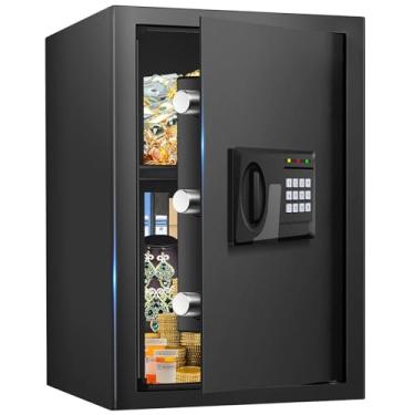 Imagem de SAFECofre digital com teclado numérico, caixa doméstica de 1,9 metros cúbicos com prateleira removível, bloqueio anti-roubo seguro para joias, dinheiro, documentos, preto