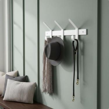 Imagem de Cabideiro de Parede Preto 3 Ganchos Metálico Moderno - Brasforma, Bran