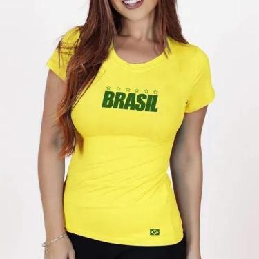 Imagem de Camiseta Camisa Algodão Feminina Masculina Adulto do Brasil Copa MD1 -