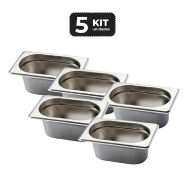 Imagem de Kit 5 cuba sem alca inox 1/9 gn 100 para buffet - Chef Line