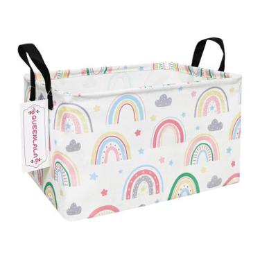 Imagem de Cesto de roupa suja QUEENLALA Retangular Dobrável 38x26x23 cm