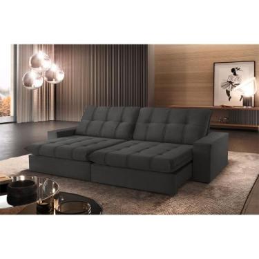 Imagem de Sofá Retrátil Caparaó 2,10M 3 Lugares Molas Ensacadas TXR, Cinza