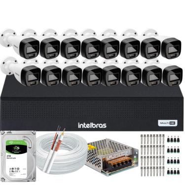 Imagem de Kit Intelbras 16 Cameras Segurança  VHD 3220b+ Microfone Audio Full Color 1080p Dvr 3116c 2TB