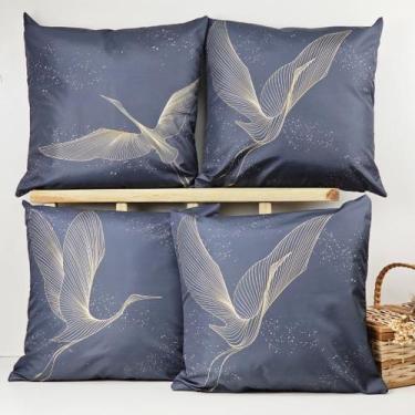 Imagem de Kit 4 Capas de Almofadas Decorativa Garças Indigo - OK Darling
