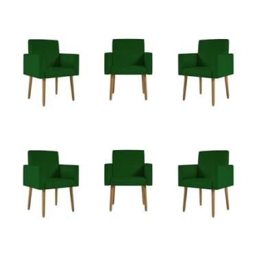 Imagem de Kit 06 Cadeiras Poltronas Decorativa - Escritório - Recepção Cor:verde