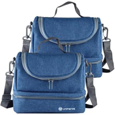 Imagem de Kit 2 Bolsas Térmica 6L Pratfit Lancheira Com Alça Para Marmita Frutas Frasqueira Fitnes Compacta (AZUL)