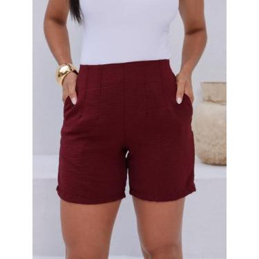 Imagem de Shorts Bermuda Feminina Alfaiataria Elastico na Cintura Elegante Basic