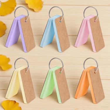 Imagem de 300 cartões de índice com anel, 5 x 8 cm, 6 notas coloridas em branco, cartões de estudo variados portáteis para estudar material escolar universitário