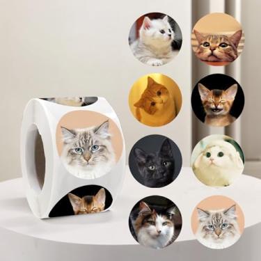Imagem de 500 pçs adesivo de gato realista fofo rolo adesivos para festa lembrancinha de feriado envelope selo sala de aula adesivo de recompensa 1 rolo
