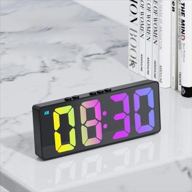 Imagem de Relógio simples com espelho, despertador alimentado por bateria, adequado para dormitório, casa, quarto, sala de estar, mesa, decoração de armário de TV (bateria não incluída)