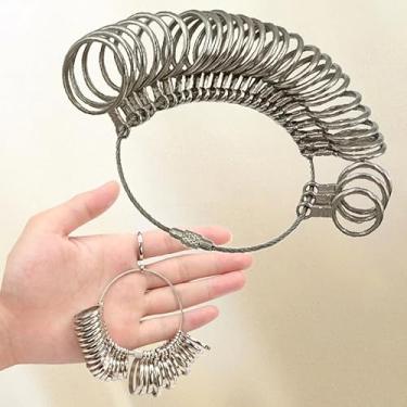 Imagem de Kit de tamanho de anel metálico para mulheres e homens - Conjunto completo de ferramentas de medição de anel de dedo, incluindo mandril de anel e guia de tamanhos para joias, Ouro rosa, Ágata