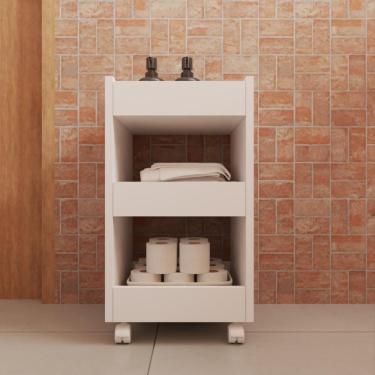 Imagem de Carrinho Organizador Multiuso Com Rodinhas Prateleiras Branco