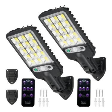 Imagem de 2X 2 Pcs Mini Luminária Solar Poste Rua Parede Refletor 180