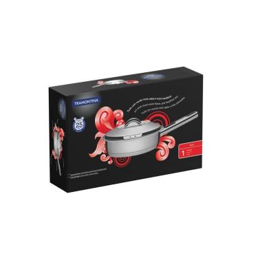 Imagem de Frigideira Tramontina Solar 20cm 2,1l Em Aço Inox Fundo Triplo Com Tampa E Cabo Tramontina