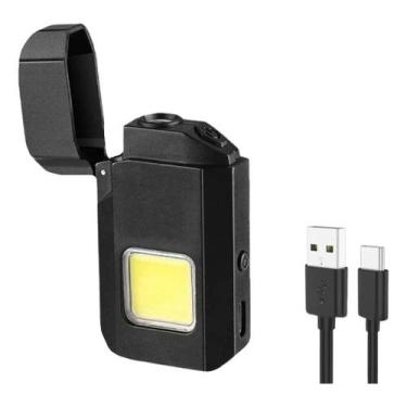 Imagem de Isqueiro Elétrico Recarregável Com Lanterna Led Usb 7 Cm - sem marca