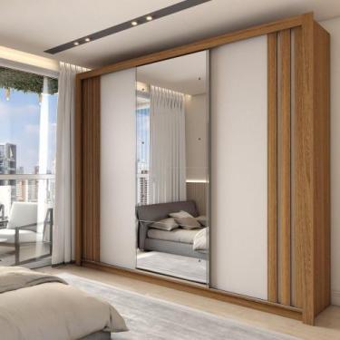 Imagem de Guarda-Roupa Casal Argentina 3 Portas 2 Gavetas Flex com Espelho Amênd