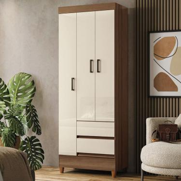 Imagem de Guarda-Roupa Solteiro Fit 3 Portas 2 Gavetas Jequitiba/Off White - Santos Andirá