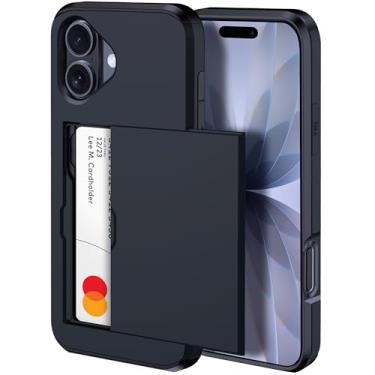 Imagem de harusaki Capa carteira para iPhone 17 com compartimento oculto para cartão - Capa para iPhone 17 compatível com carregamento sem fio com porta-cartões para homens e mulheres (preto)