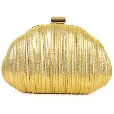 Imagem de ATQCOL Bolsa feminina de cetim plissada para festa formal de casamento com corrente, Dourado, One Size