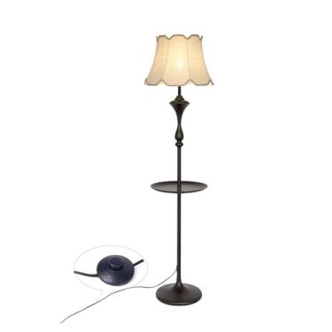 Imagem de Luminária de chão Mesa lateral LED e abajur de chão, moderno com bandeja para quartos, sala estar, escritório, leitura(Beige)