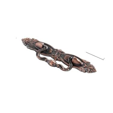 Imagem de Puxador de armário de liga de zinco alça de móveis vintage listrado retrô clássico para armário de cozinha (S-vermelho-DAS)