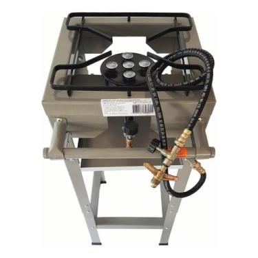 Imagem de Fogao Industrial 1 Boca 5 Caulim Registro Mangueira Pé Alta Pressão - 