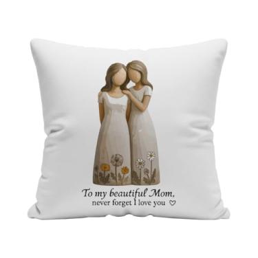 Imagem de wtisan Capa de almofada de presente para mãe, 45,7 x 45,7 cm, melhores presentes para mãe e filho, para o dia das mães, aniversário, Natal, fronha decorativa com envelope de presente