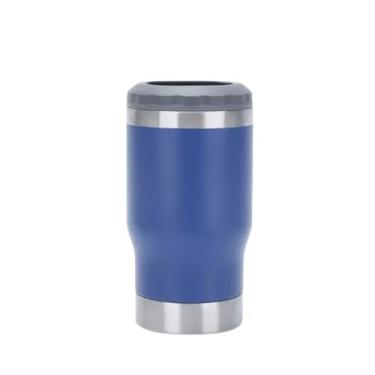 Imagem de Copo Térmico Porta Long Neck e Lata - 2 Em 1 - Inox 420ml com Parede Dupla a Vácuo Com Abridor (Azul)