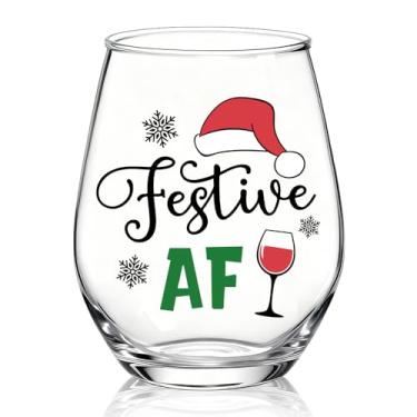 Imagem de XQLZY Taça de vinho festiva AF sem haste, presentes engraçados de taça de vinho de festa de Natal para mulheres, mãe, avó, tia, melhor amiga, Natal, aniversário, Ação de Graças, festas de fim de ano