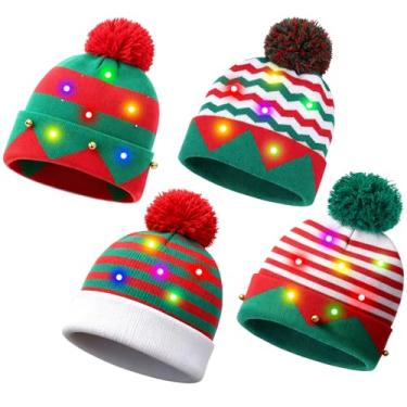 Imagem de EYNDYN Gorro de Natal com pompom 3D para crianças, adultos, homens, mulheres, fantasia, cosplay, lembrancinhas de festa