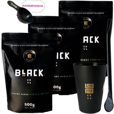 Imagem de Kit Black Erva Mate Tereré 3 Pacotes 500g cada + Copo Caldereta acríli