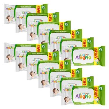 Imagem de Kit Com 12 Toalha Umedecida Turma da Alegria Leve 140 Pague 120 Total 