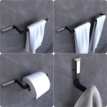 Imagem de Kit Acessórios Para Banheiro Preto e Cromo Empire 4 peças - MetalCromo