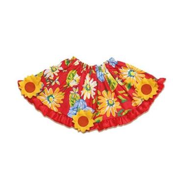 Imagem de Saia Festa Junina Florida Adulta Feminina Vermelha - Fantasias Carol F