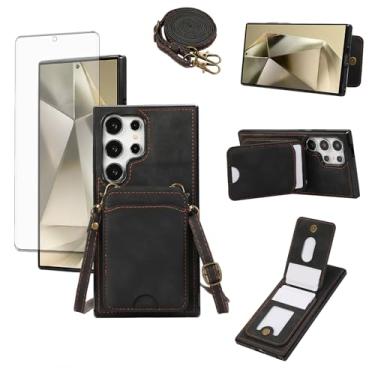 Imagem de Asuwish Capa de telefone para Samsung Galaxy S21 Ultra 5G Capa carteira com protetor de tela de vidro temperado e alça de pulso de couro flip porta-cartão de crédito celular S21ultra 21S S 21 21ultra