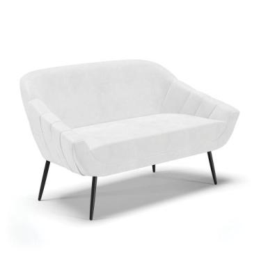 Imagem de Namoradeira 02 Lugares Giovana Corano Branco Pés Palito de Ferro D03 -