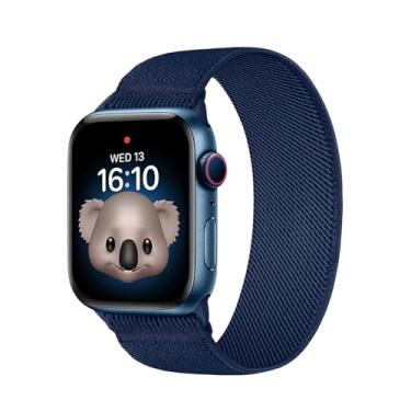 Imagem de Pulseira elástica de nylon compatível com Apple Watch séries 9, 8, 7, 6, 5, 4, 3, 2, 1 e SE (38/40/41 mm, azul escuro)